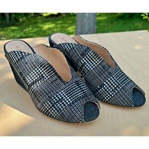 Sacha London Black Selina Stacked Peep Toe Mule Stack Heel Size 8